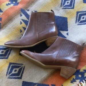 Brown leather booties